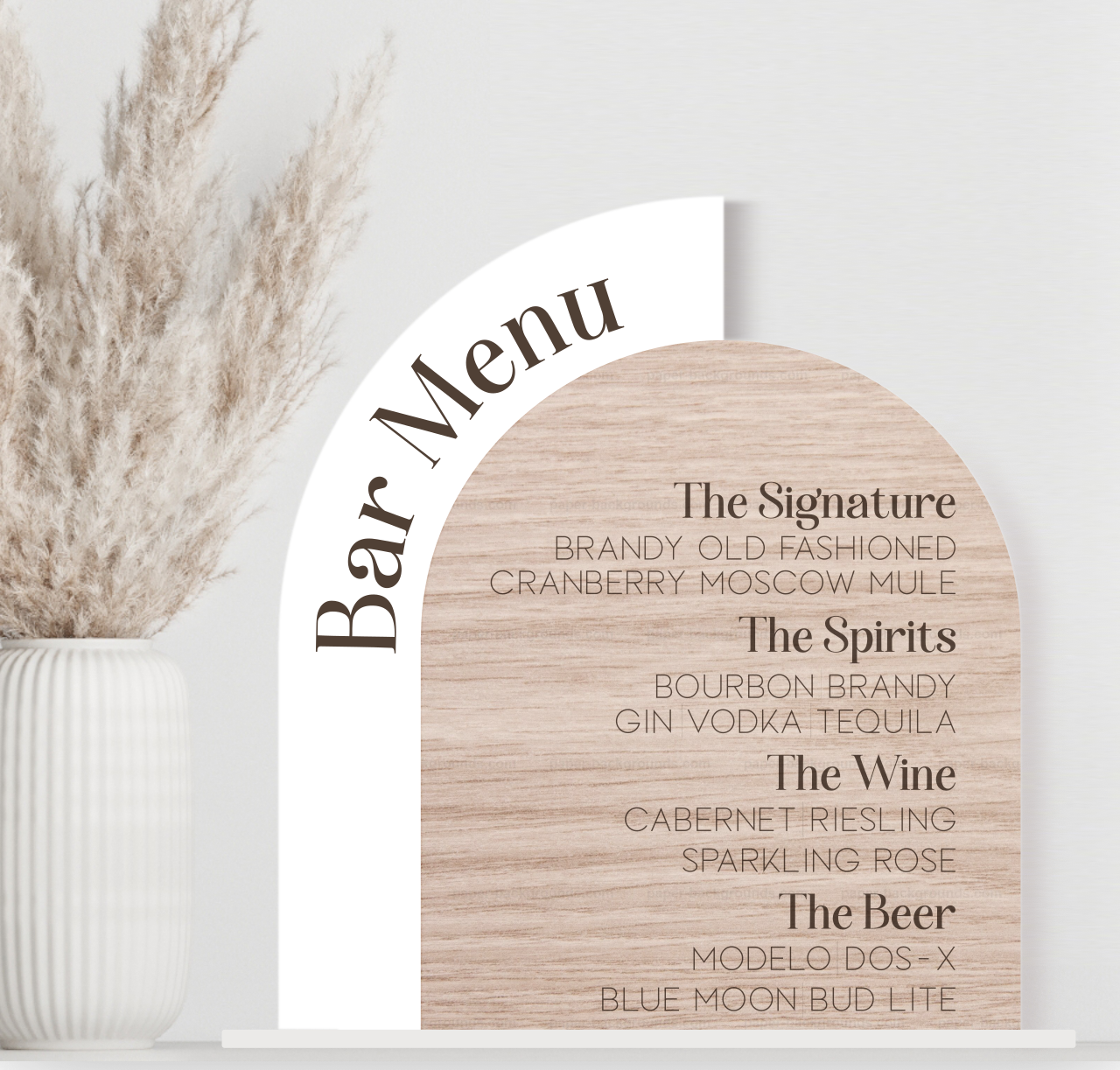 Wedding Acrylic Bar Menu Sign